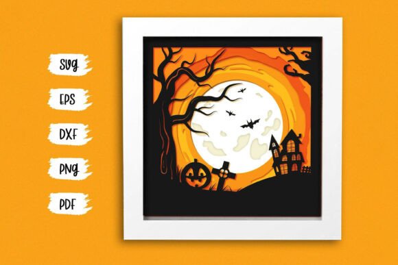 3D Layered Halloween Shadow Box SVG