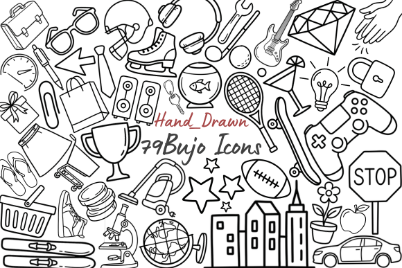 79 Hand-Drawn Bullet Journal Icons