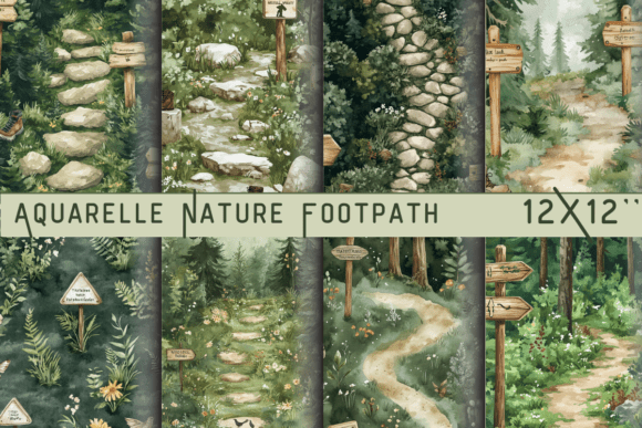 Preview of Aquarelle Nature Footpath Backdrop digital backdrop