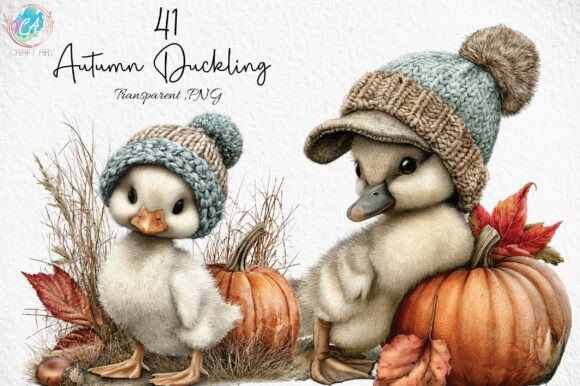 Autumn Duckling Clipart PNG