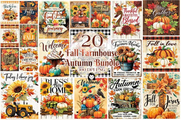 Autumn Fall Farmhouse Clipart Bundle