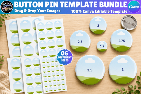 Button Pin Template Bundle