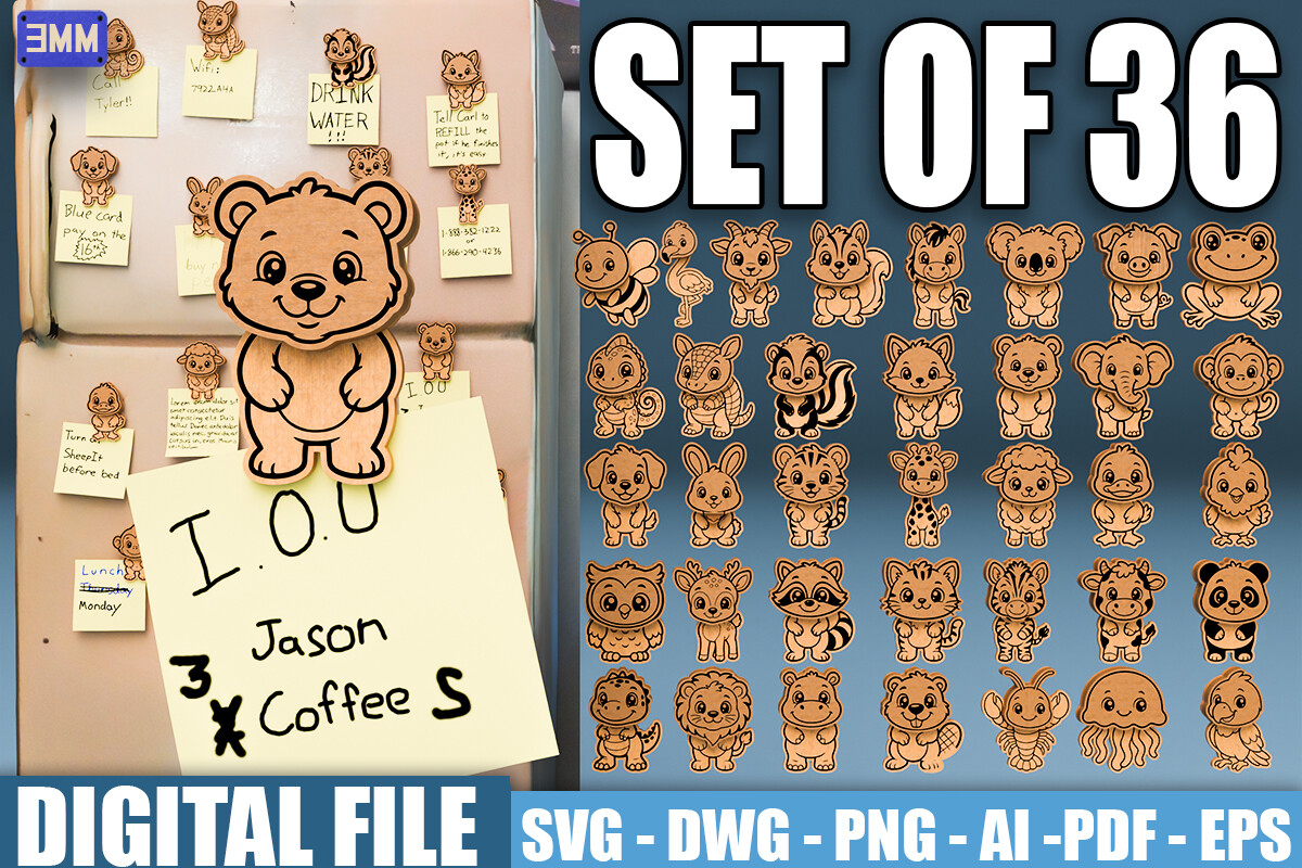 Cute Animal Magnet SVG Bundle