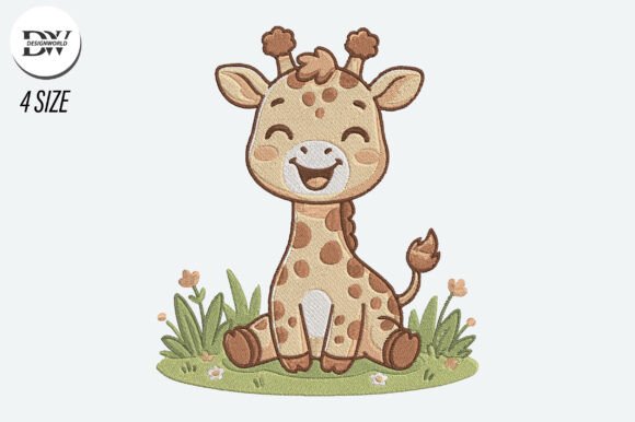 Cute Baby Giraffe Embroidery Design