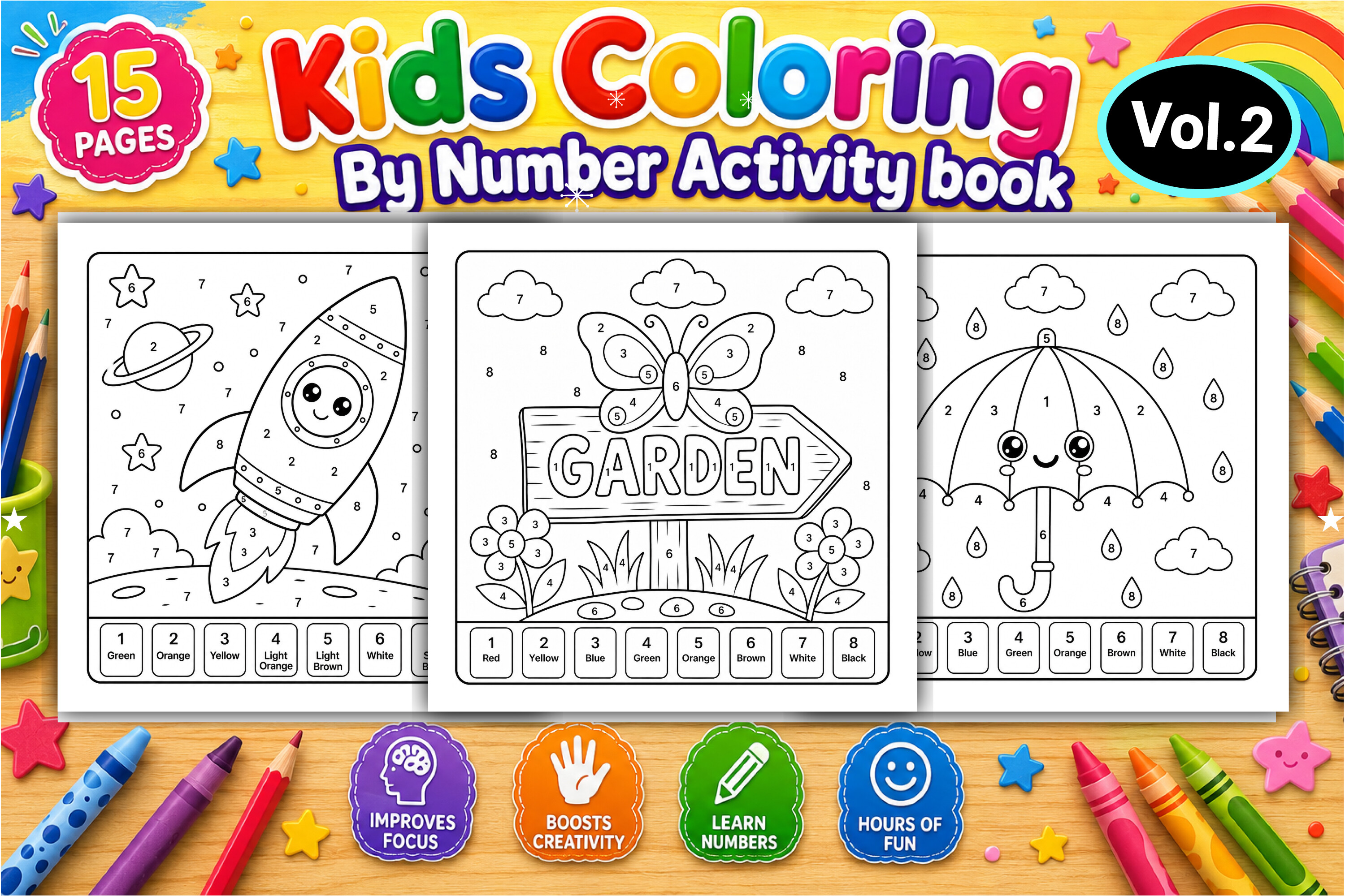 Easy Color by Number Coloring Pages
