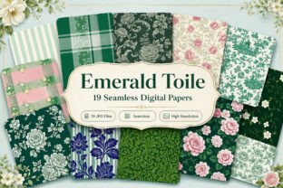 Emerald Toile Digital Paper Bundle Graphic by T.D. House · Creative Fabrica