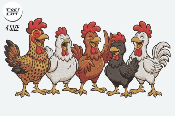Funny Chicken Embroidery Design