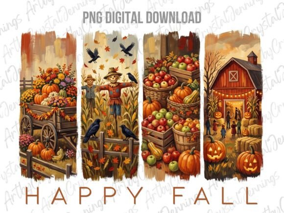 Happy Fall Autumn Brushstroke PNG