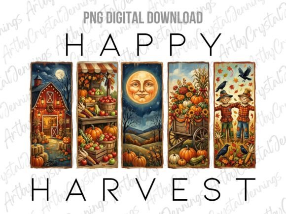 Happy Harvest Moon Fall Brushstroke PNG