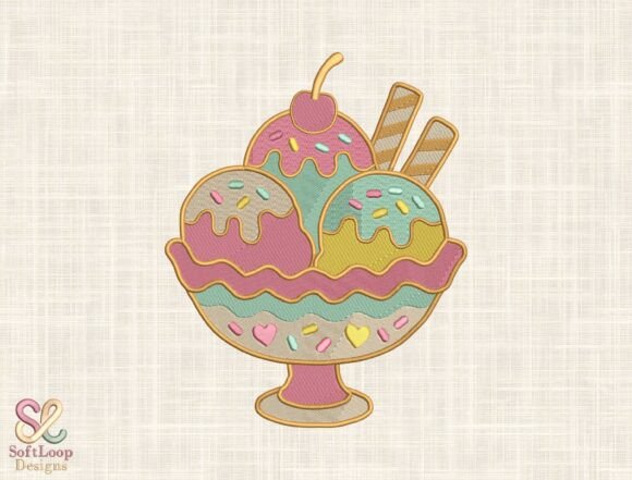 Ice Cream Summer Embroidery Design
