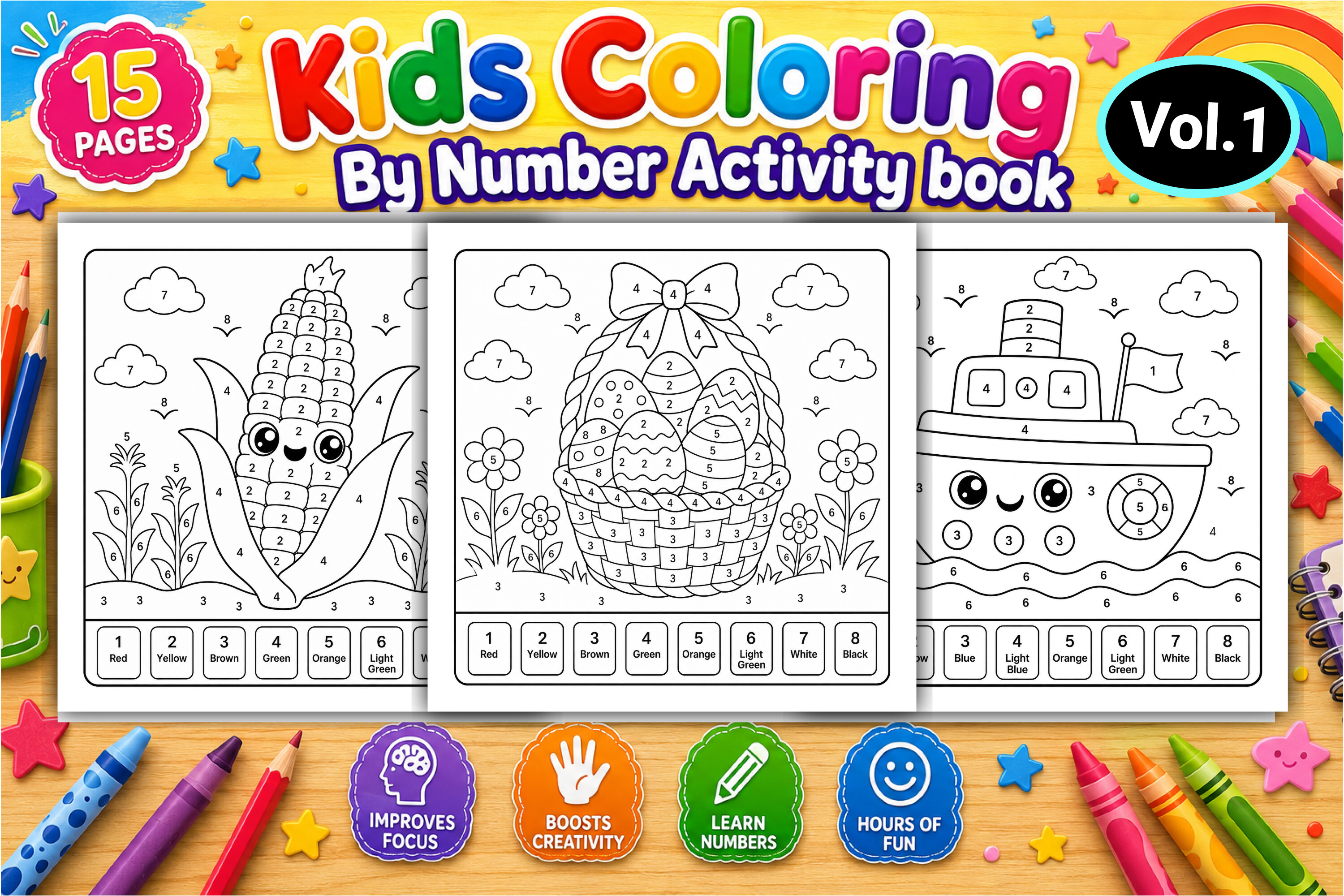 Kids Color by Number Coloring Pages