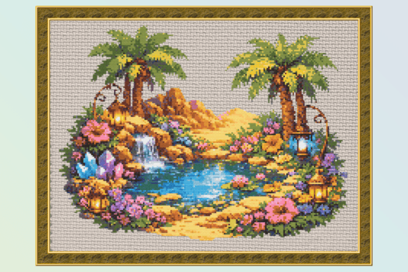 Magical Desert Oasis Cross Stitch Patter