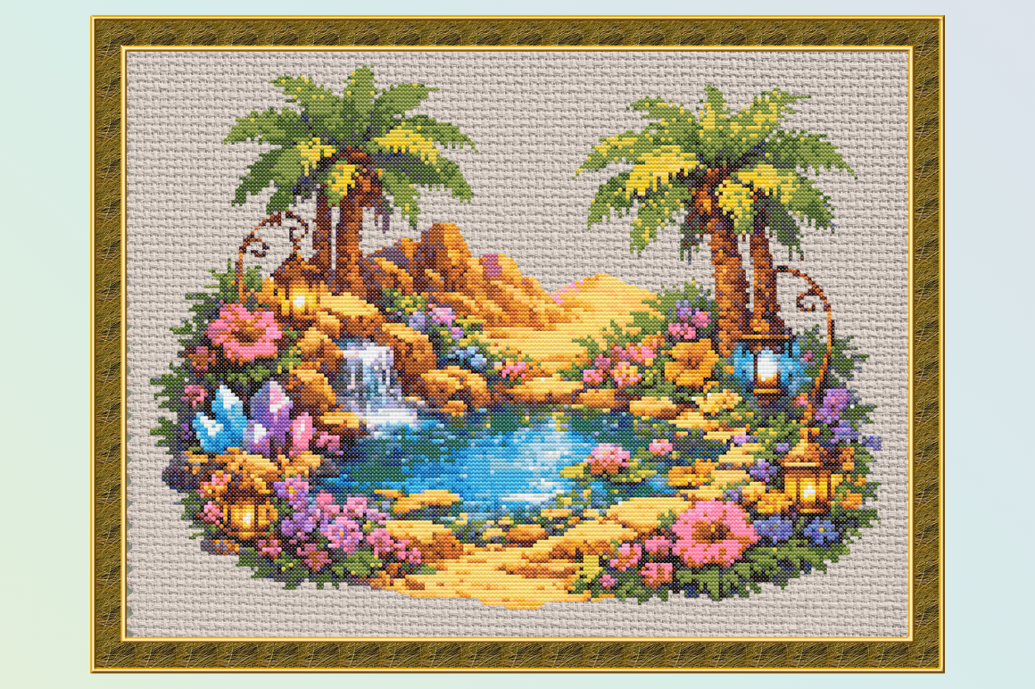 Magical Desert Oasis Cross Stitch Patter