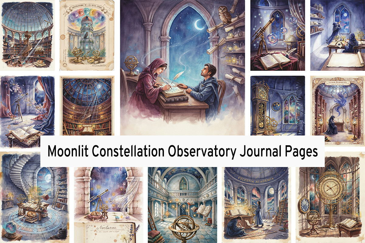 Moonlit Constellation Observatory Paper