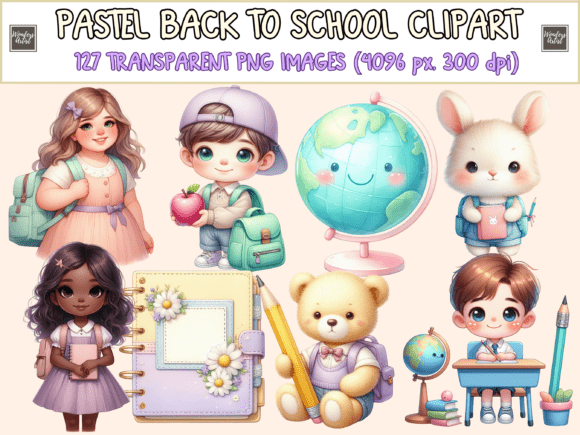 Pastel Back to School Clipart