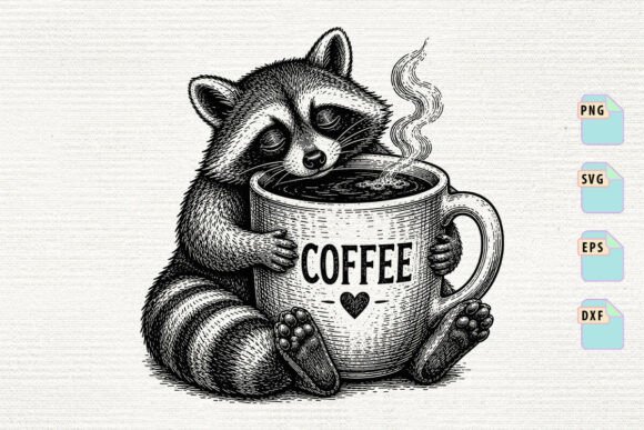Raccoon Coffee Mug Svg Graphics
