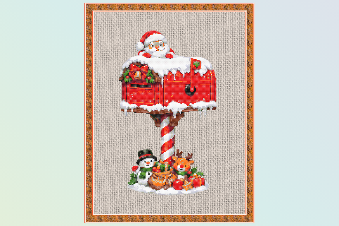 Santa Mailbox Cross Stitch Pattern