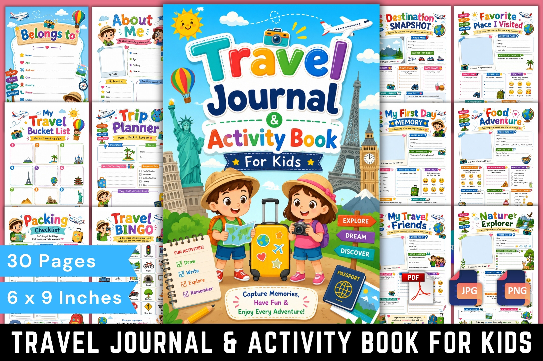 Travel Journal & Activity Book for Kids
