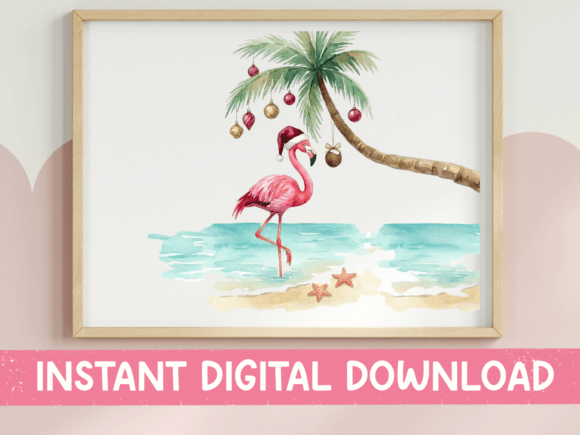 Tropical Flamingo Beach Christmas Design Grafika Projekty Koszulek Przez October Second