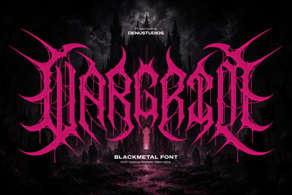 Preview specimen of Wargrim blackletter font