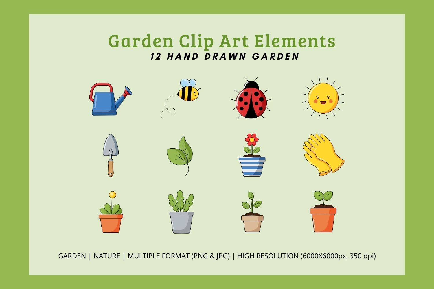 12 Garden Clipart Elements