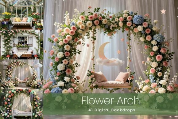 Preview of 41 Flower Arch Digital Backdrops digital backdrop