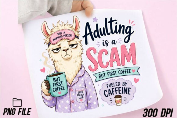 Preview of Adulting is a Scam Funny Sarcastic PNG T-shirt, sticker, and sublimation design