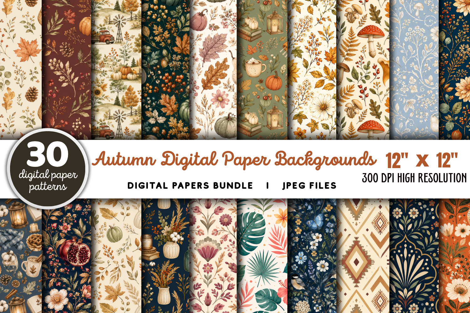 Autumn Digital Paper Background Bundle