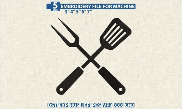BBQ Grill Flame EmbroideryDST PES Design