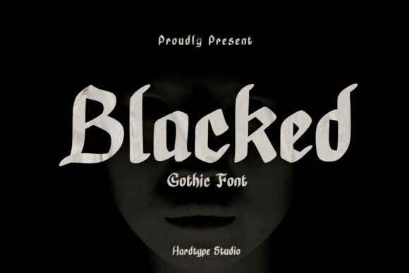 Preview specimen of Blacked blackletter font