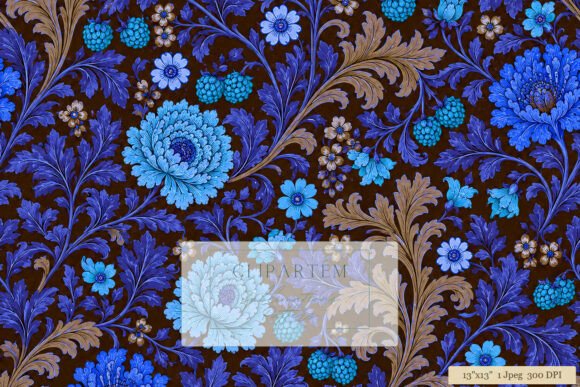 Blue Floral Victorian Dark Pattern