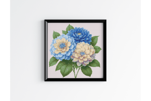 Blue Hydrangea Cross Stitch Pattern PDF