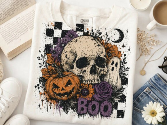Boo Skull Pumpkin Halloween PNG Art