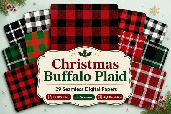Christmas Buffalo Plaid Digital Set