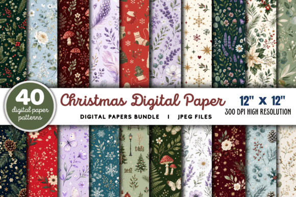 Christmas Digital Paper Backgrounds