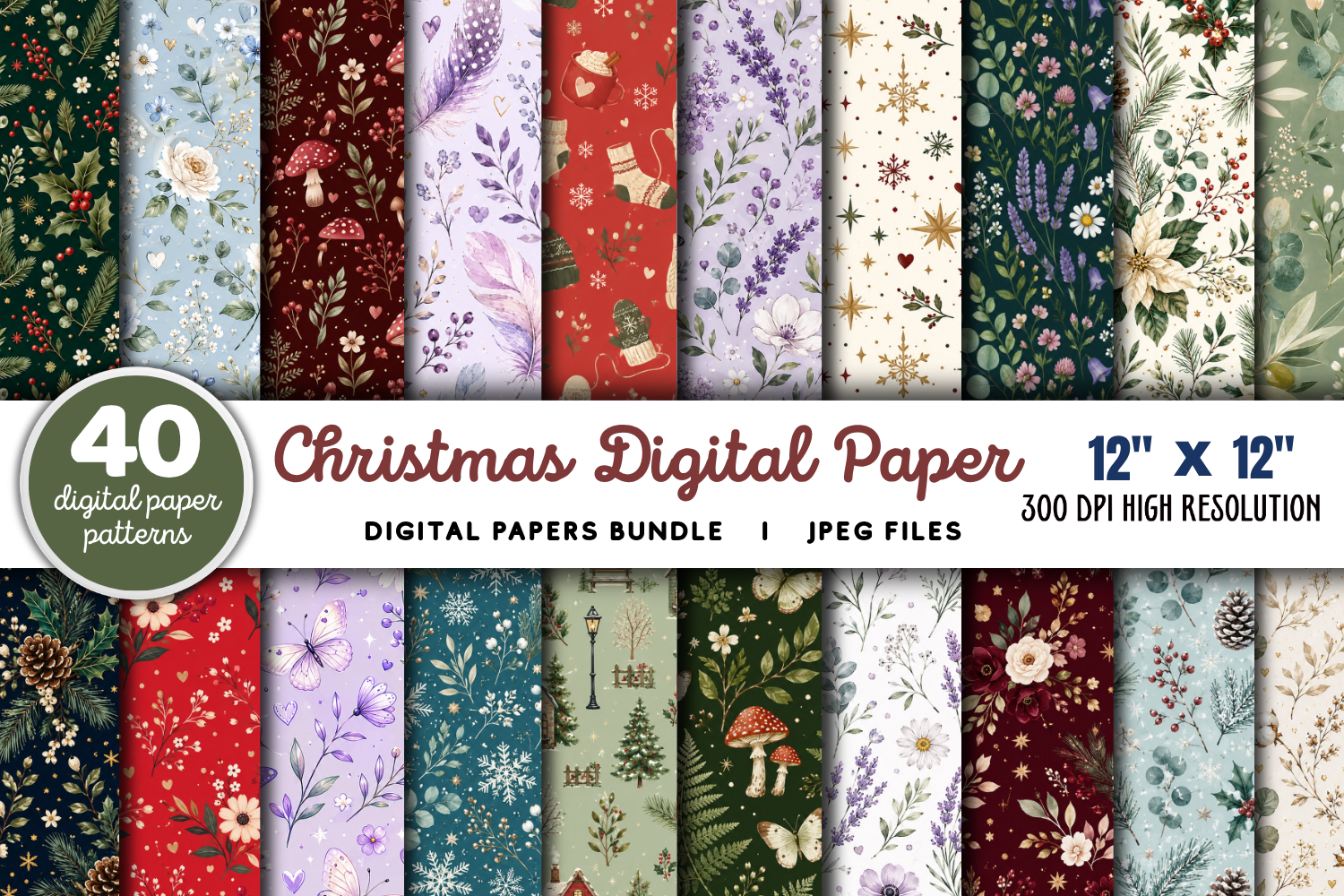 Christmas Digital Paper Backgrounds