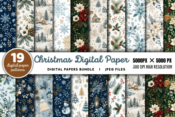 Christmas Digital Paper Patterns Bundle
