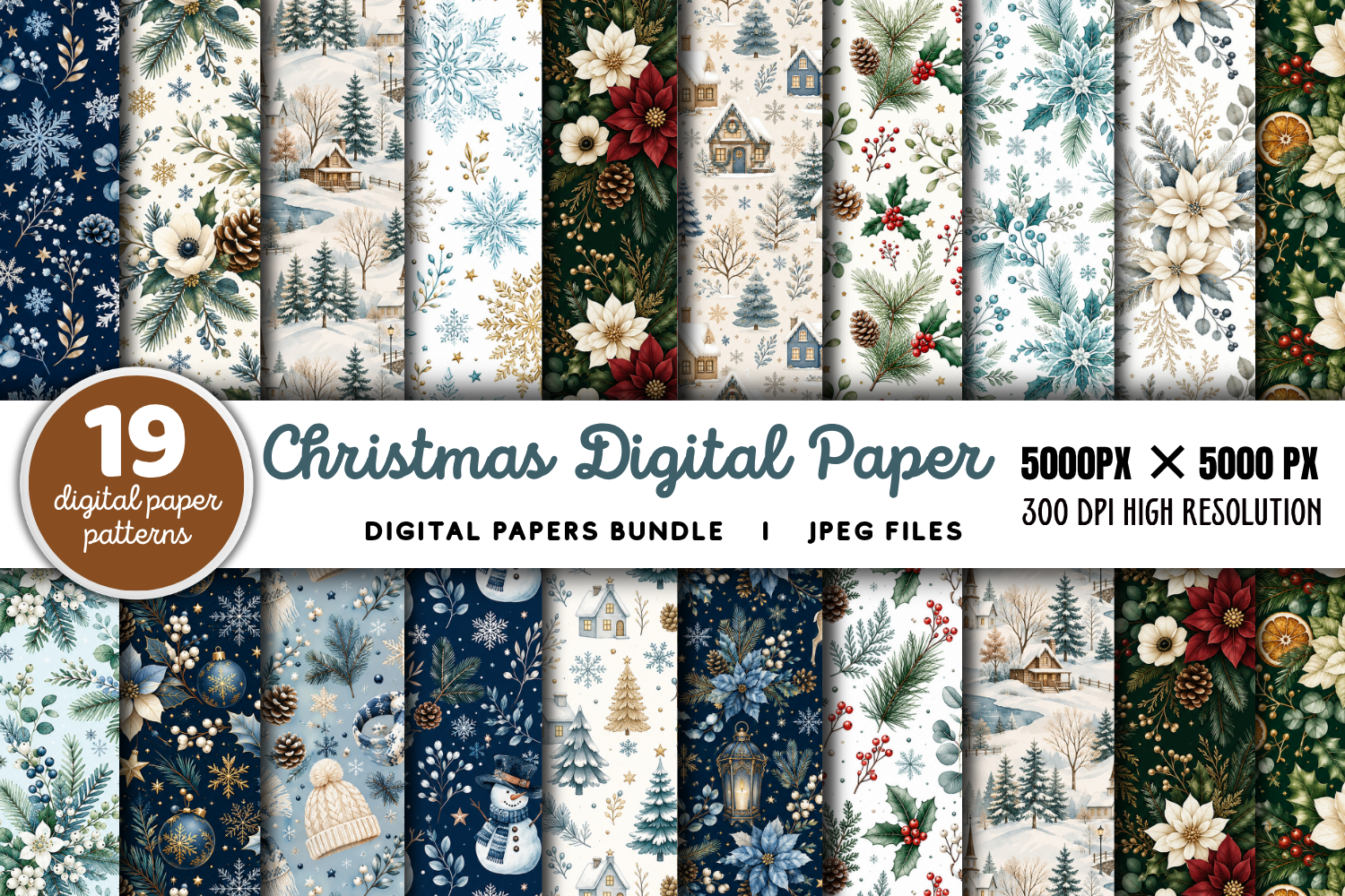 Christmas Digital Paper Patterns Bundle