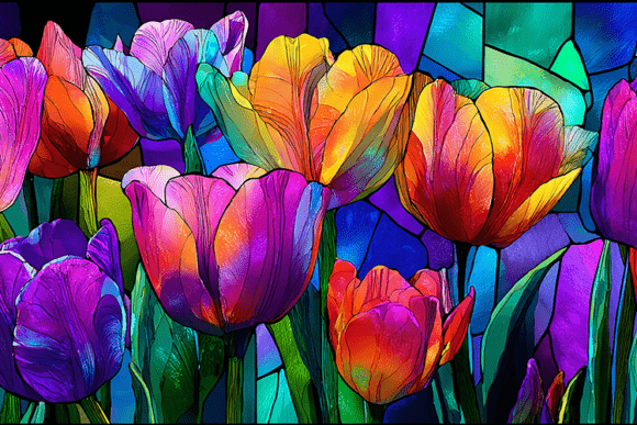 Colorful Tulip Stained Glass