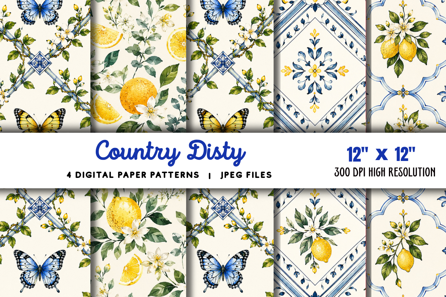 Country Ditsy Digital Paper Pattern Graphic by Styled Stock Mock ...