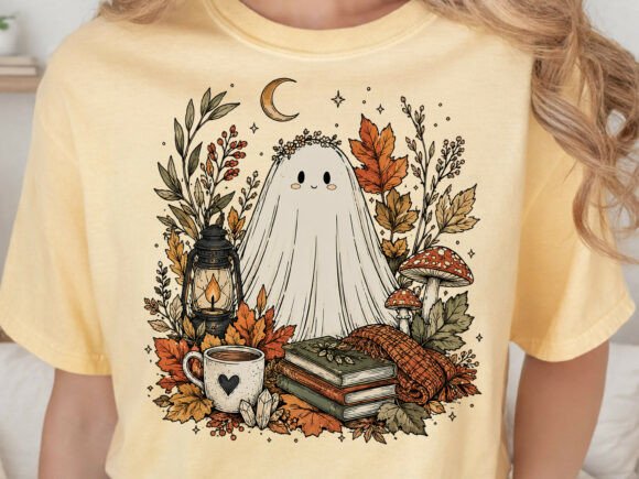 Cozy Ghost Reading PNG Design