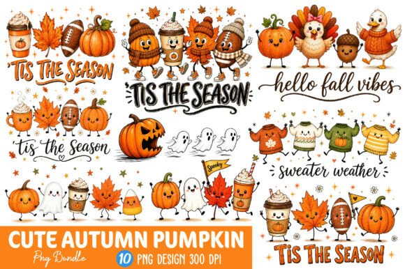 Cute Autumn Pumpkin PNG Bundle