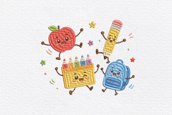 Cute School Supplies Embroidery Design