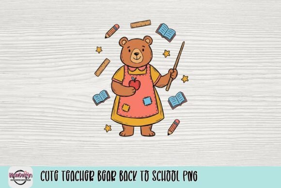 Cute Teacher Bear Back to School PNG