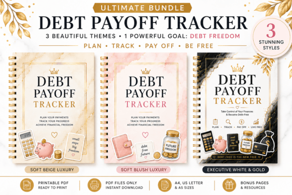 Debt Payoff Tracker Bundle – 3 Color