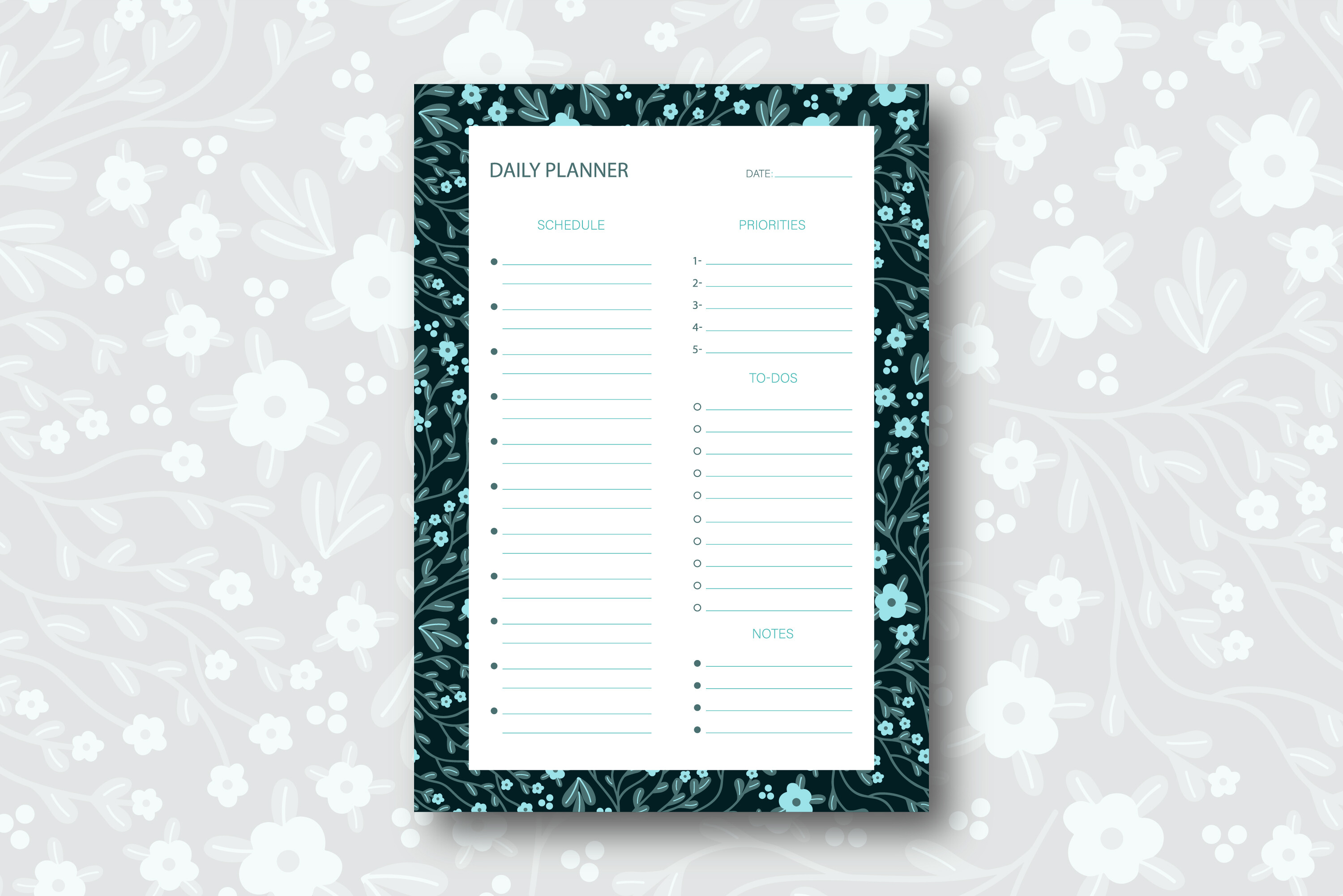 Disty Floral Daily Planner Template