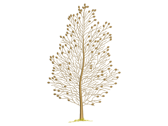 Elegant Bare Tree Machine Embroidery