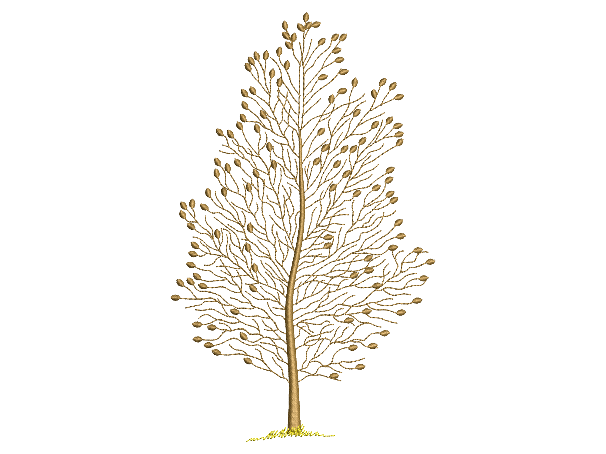 Elegant Bare Tree Machine Embroidery