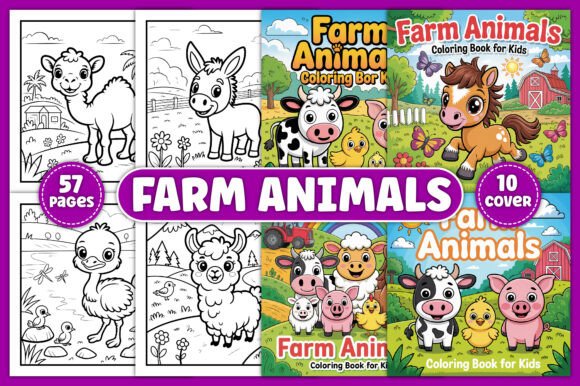 Preview of FARM ANIMALS COLORING BOOK for KIDS coloring pages for kids