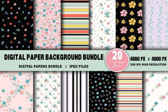 Floral Digital Paper Backgrounds Bundle Graphic by Craft Palette ...